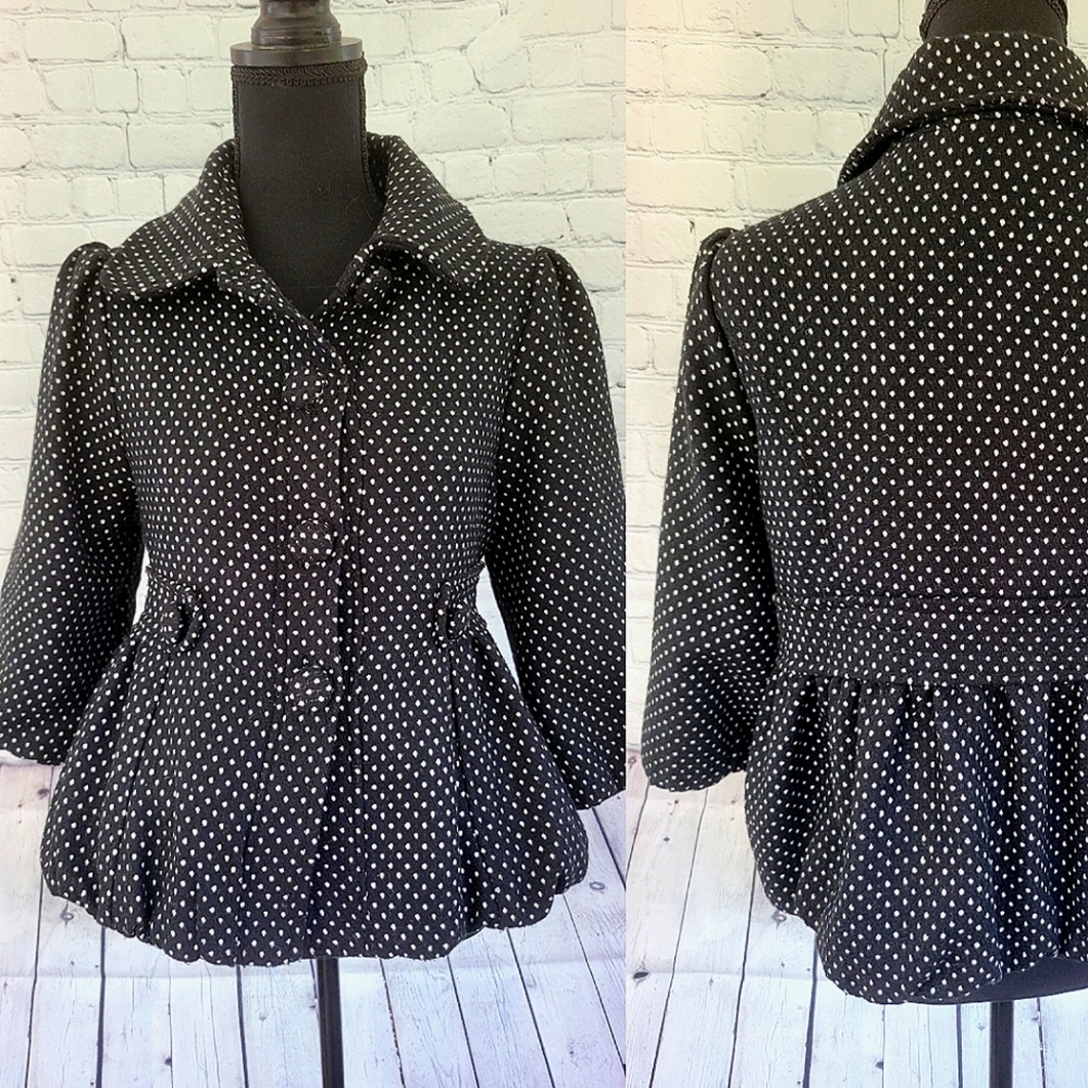 Wool Polkadot Peplum Jacket